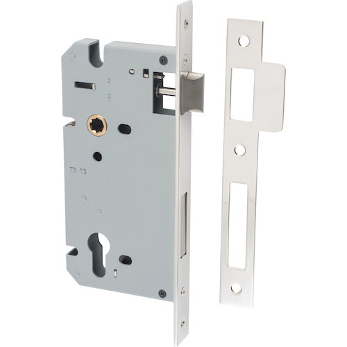 Iver Euro mortice lock with 85mm CTC and 60mm backset, showing the brass lock body and latch mechanism.
