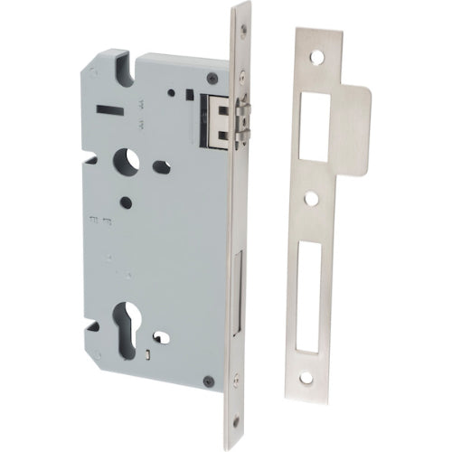 Iver Euro roller mortice lock with 85mm CTC and 60mm backset, featuring durable architectural hardware for secure door installation.
