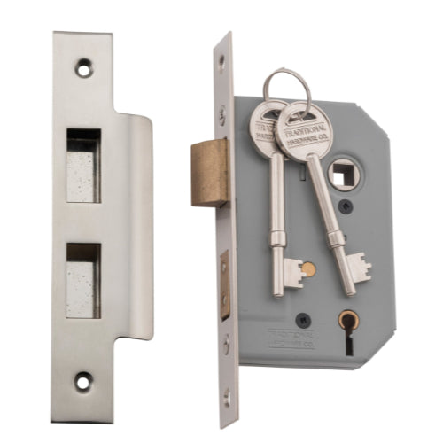 Mortice Lock 5 Lever Satin Nickel CTC57mm Backset 46mm in Satin Nickel