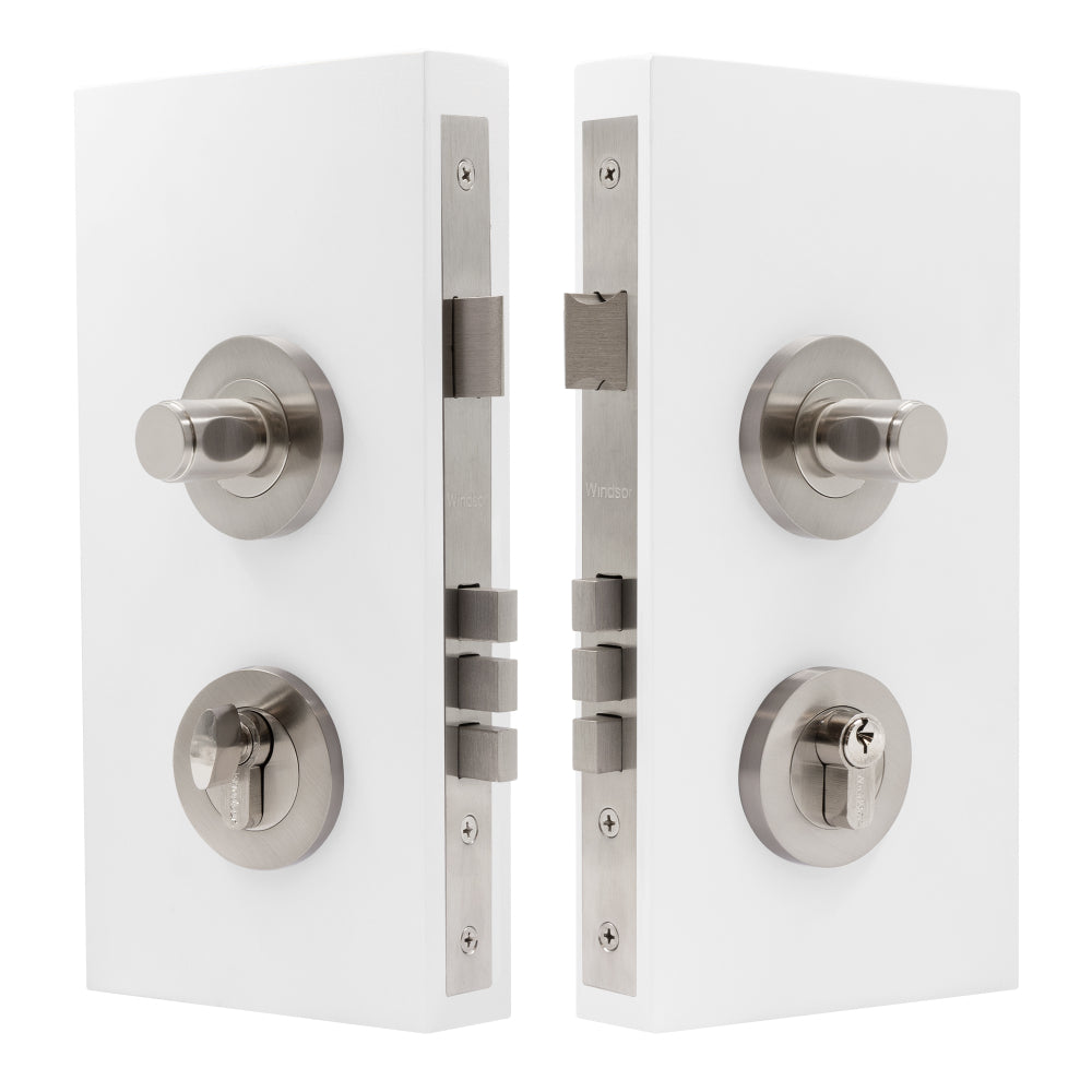 NIDO - Double Turn Lock Kit - Knurled in Brushed Nickel