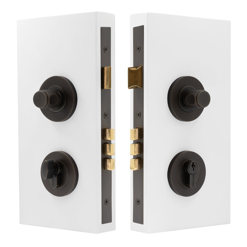 NIDO - Double Turn Lock Kit - Knurled in Dark Roman Brass