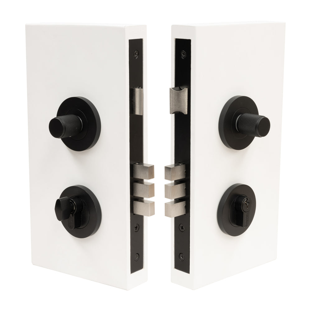 NIDO - Double Turn Lock Kit - Diamond Knurl - Keyed Alike (KA) in Black