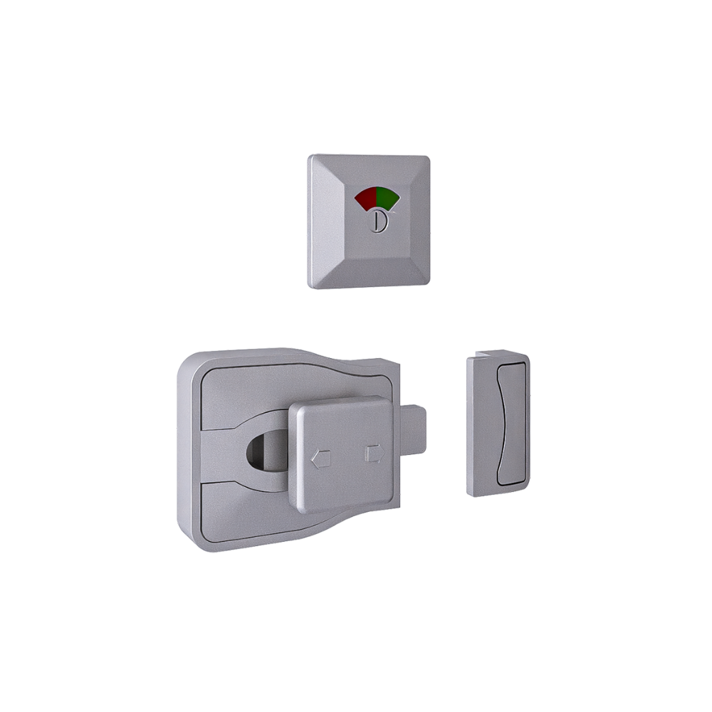 Moda Series Emergency Release Slide Lock and Indicator Set - Satin Chrome Plate - With Screw Fixings in Satin Chrome