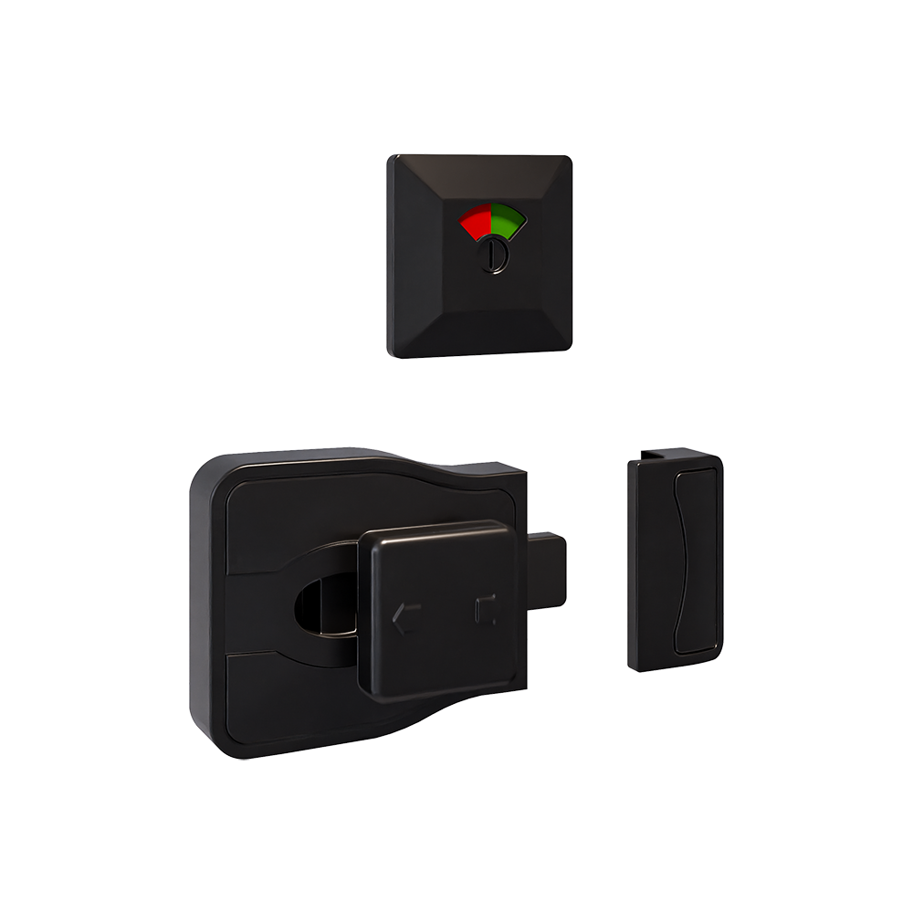 Moda Series Emergency Release Slide Lock and Indicator Set - Designer Black - With Screw Fixings in Designer Black