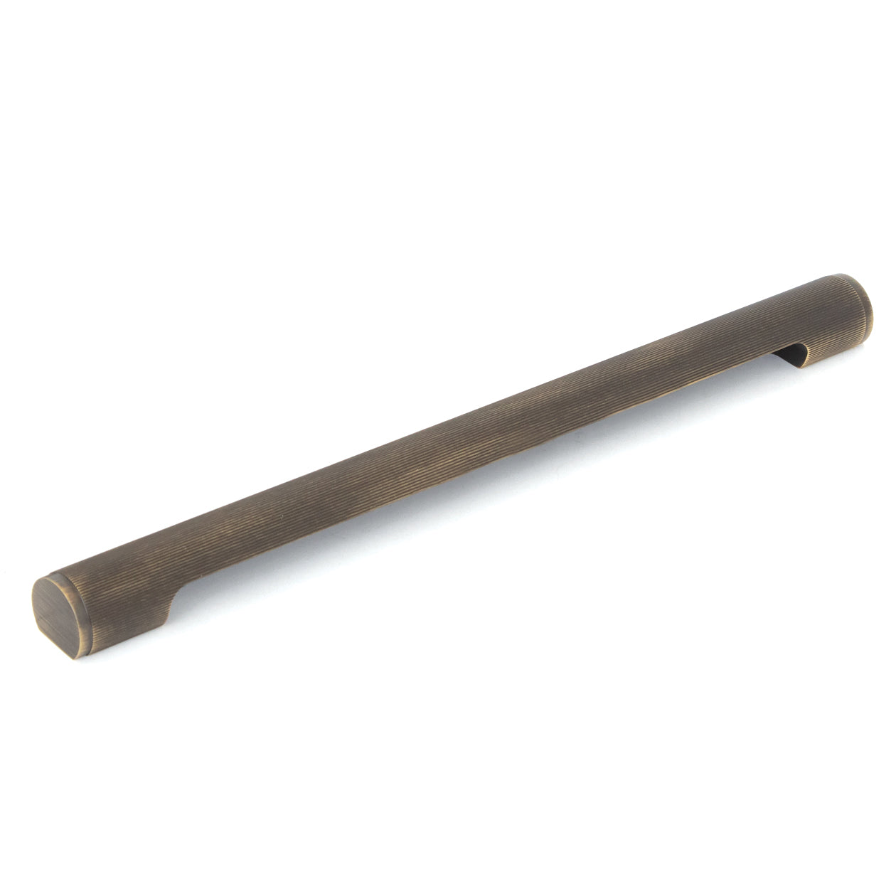 Momo MANHATTAN cabinet pull handle in dark bronze finish, sleek metal design for kitchen or bathroom cabinets.
