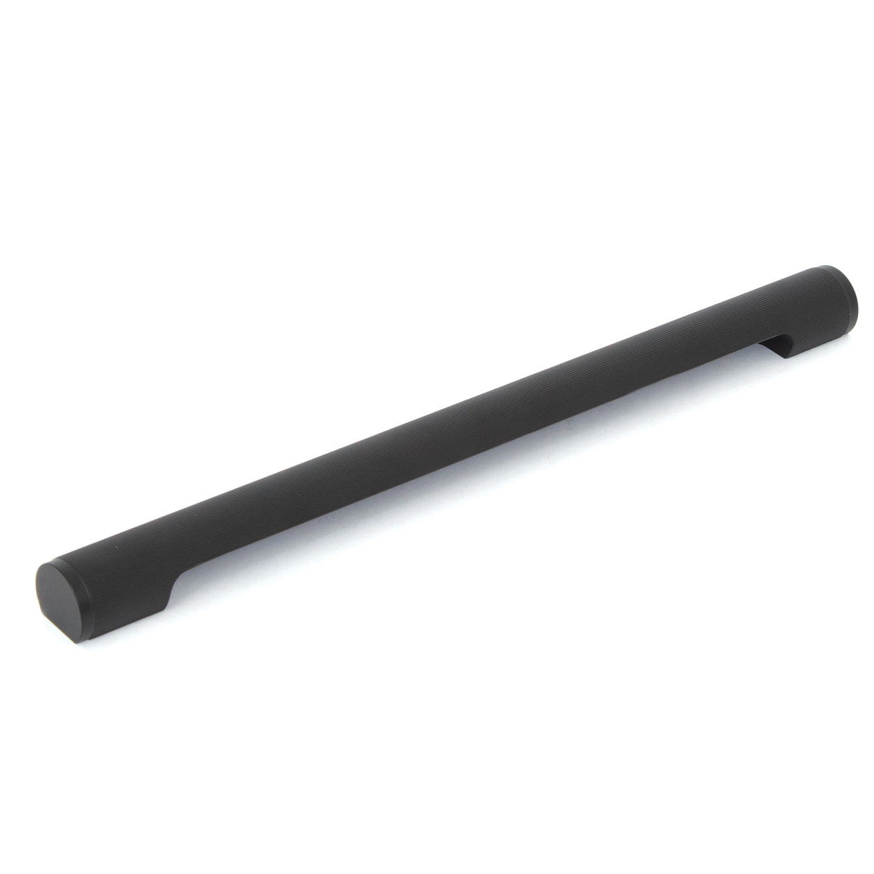 Momo Manhattan cabinet pull handle in matte black finish, modern design for kitchen or furniture cabinetry.