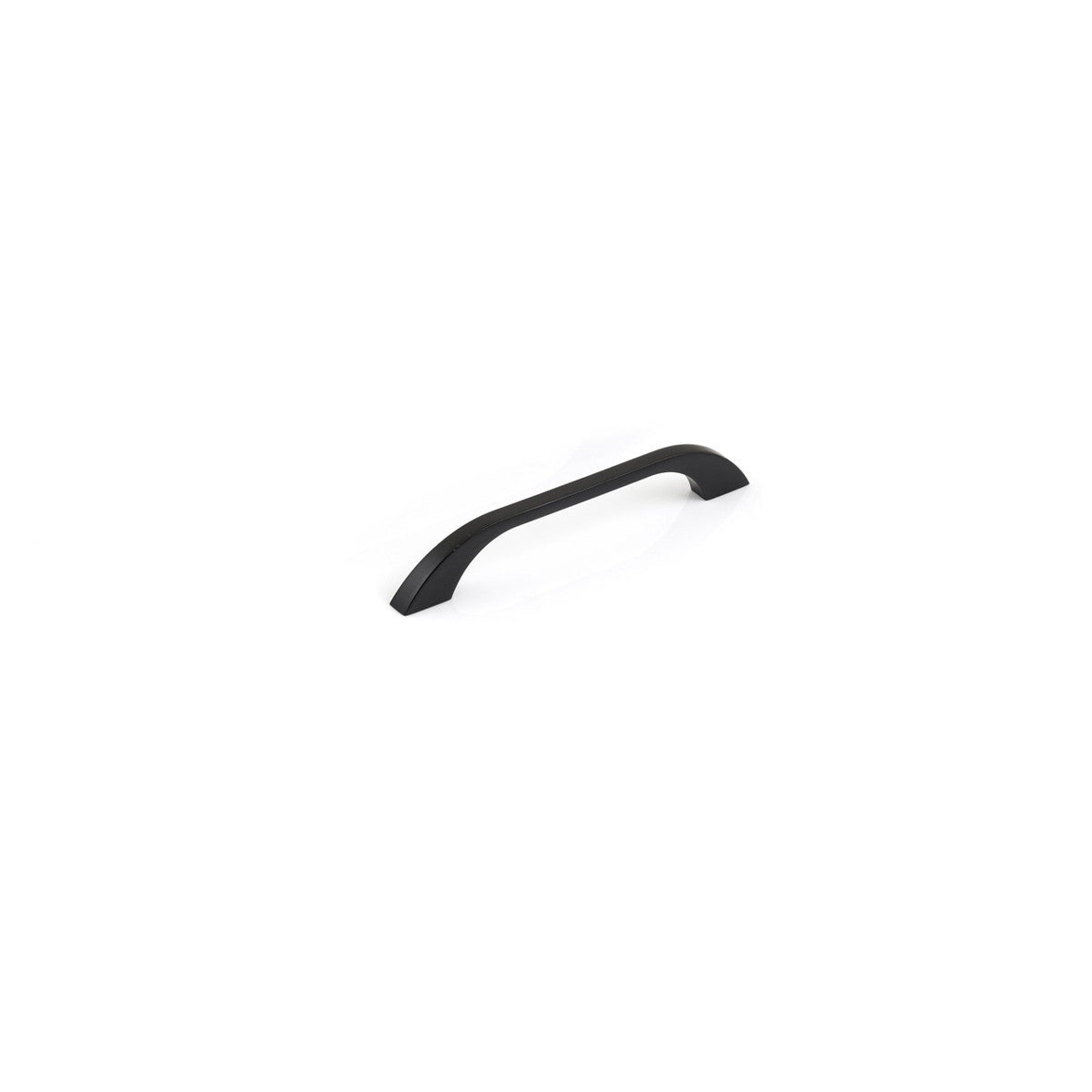 Momo NEW PRATO cabinet pull handle in matte black finish attached to a cabinet door, showcasing sleek modern design