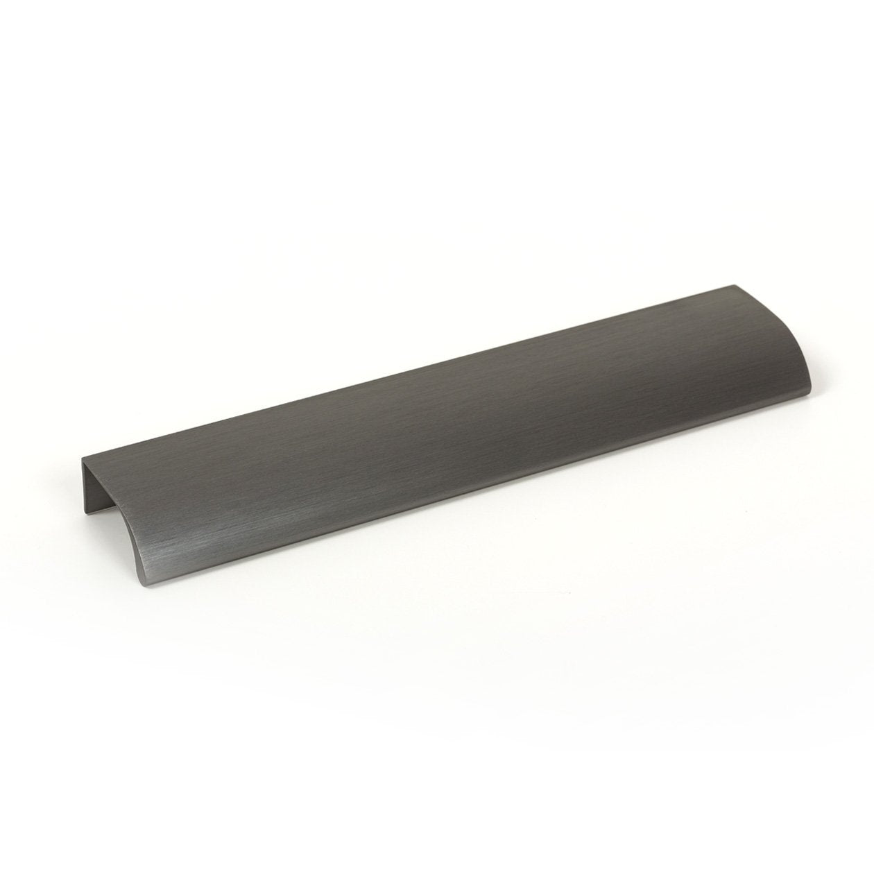 Momo ONA Edge Pull in brushed brass finish showing a sleek, modern cabinet handle with rounded edges and polished surface.