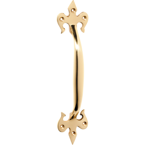Pull Handle Fleur-de-lis Polished Brass H230xP35mm in Polished Brass