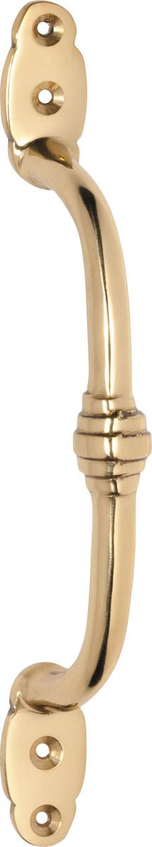 Pull Handle Offset Banded Polished Brass H180xP41mm in Polished Brass