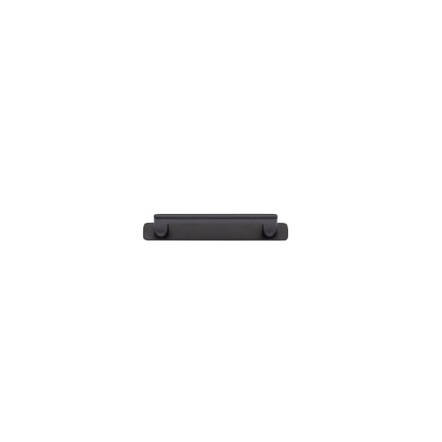 Iver Baltimore Cabinet Pull with Backplate, architectural hardware in matte black with sleek modern design and decorative backplate.