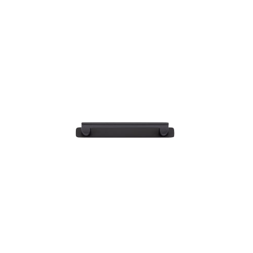 Cabinet Pull Baltimore Matt Black L180xW8xP39mm BD20mm CTC160mm With Backplate W205xH24mm T3mm in Matt Black