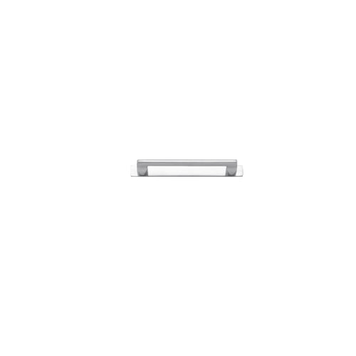Cabinet Pull Baltimore Brushed Chrome L180xW8xP39mm BD20mm CTC160mm With Backplate W205xH24mm T3mm in Brushed Chrome