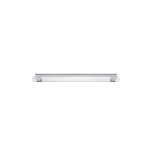 Cabinet Pull Baltimore Brushed Chrome L276xW8xP39mm BD20mm CTC256mm With Backplate W301xH24mm T3mm in Brushed Chrome