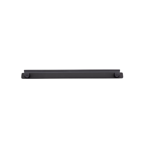 Iver Baltimore cabinet pull with backplate, architectural hardware in polished metal finish, mounted on a cabinet door.