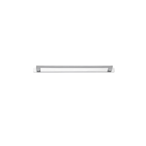 Iver Baltimore cabinet pull with backplate, architectural hardware featuring a sleek metal handle on a wooden cabinet.