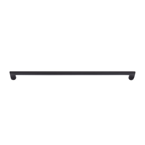 Iver Baltimore cabinet pull in metallic architectural hardware style, mounted on a wooden cabinet door.