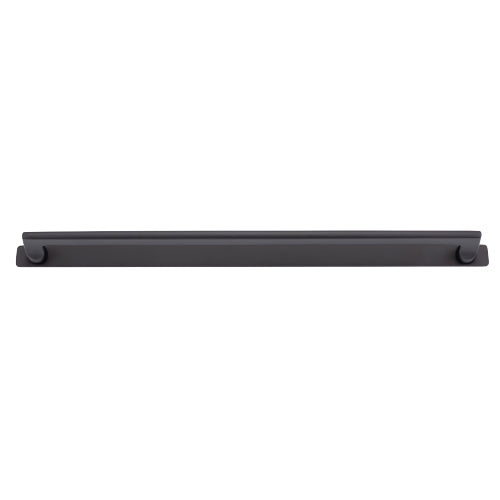 Iver Baltimore cabinet pull with backplate, architectural hardware in polished metal, mounted on a cabinet door.