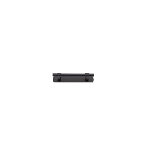 Iver Helsinki cabinet pull with backplate, modern hardware handle for kitchen or bathroom cabinets, matte black finish.
