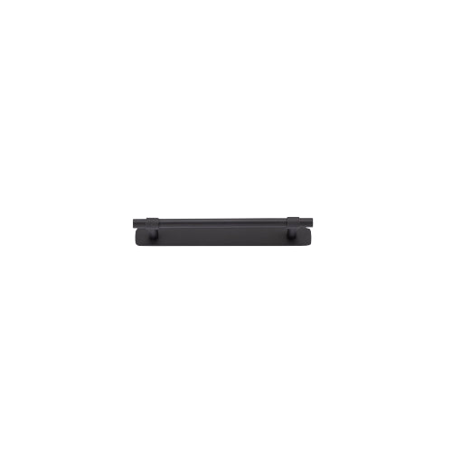 Iver Helsinki Cabinet Pull with backplate, modern brushed nickel hardware for kitchen or bathroom cabinets.