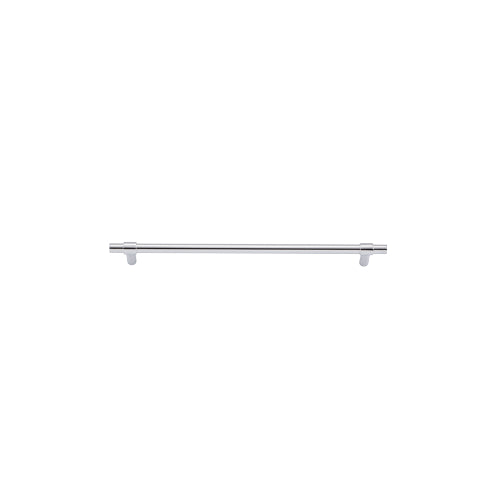 Iver Helsinki Cabinet Pull, sleek modern cabinet hardware in brushed metal finish, mounted on a wooden cabinet.