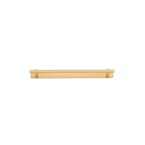 Iver Helsinki Cabinet Pull with Backplate, modern brass hardware for kitchen or bathroom cabinets, sleek and stylish design.