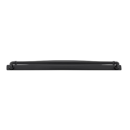 Cabinet Pull Sarlat Matt Black L144xP46mm BD16mm CTC128mm With Backplate W173xH24mm T3mm in Matt Black
