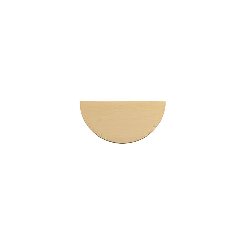 Iver Osaka half moon lip cabinet pull in architectural hardware style, showing a sleek brushed metal finish on a modern cabinet door.