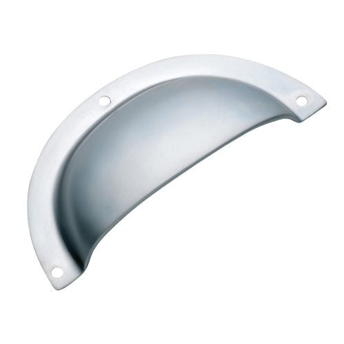 Drawer Pull Sheet Brass Classic Satin Chrome H40xL97mm in Satin Chrome