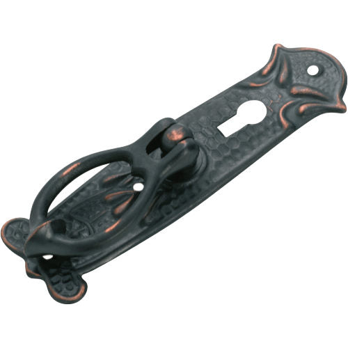 Cabinet Pull Handle Sheet Brass Pedestal Nouveau Pressed Keyhole Antique Copper H100xW30mm in Antique Copper