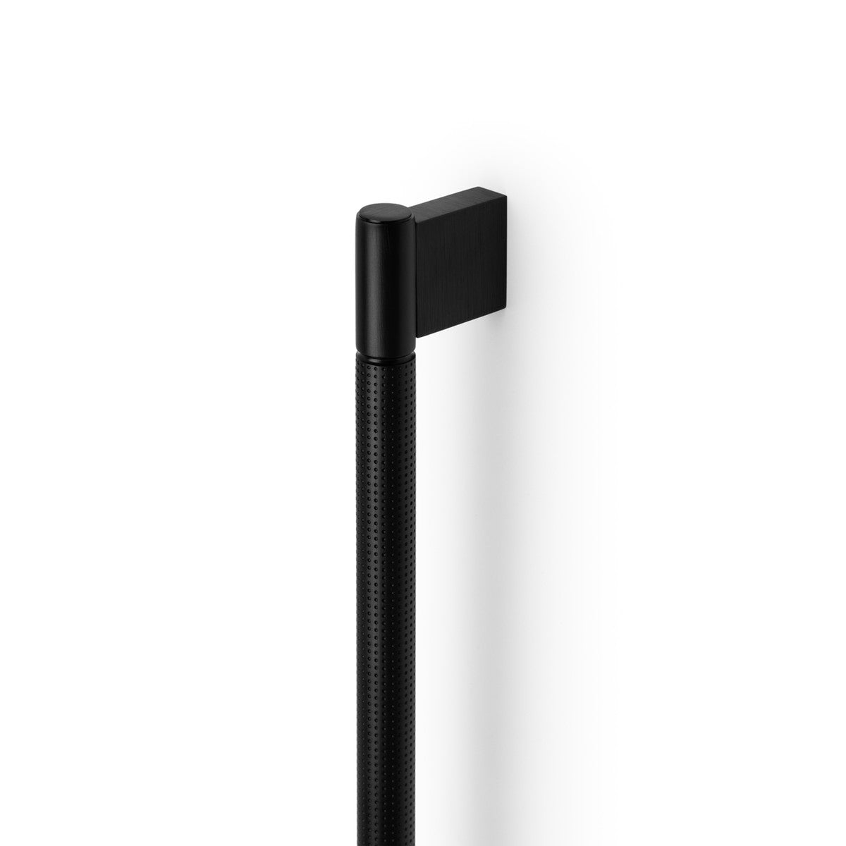 Momo POINT long cabinet pull handle in black brushed finish, sleek design for kitchen or furniture cabinetry.