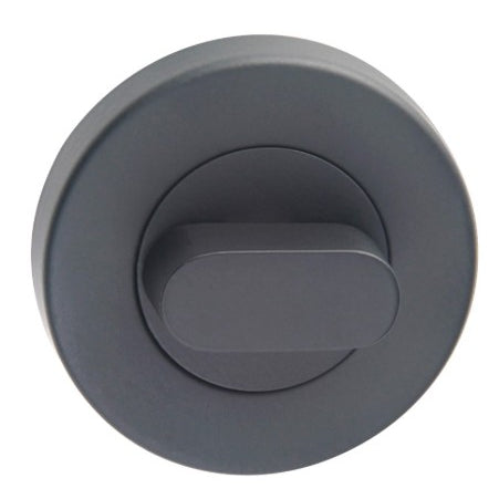 Thumb Turn on Ø52mm Rose. Universal Spindle (Two Part, Concealed Fix.) in Black Teflon