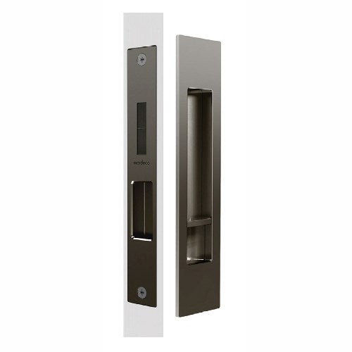 Mardeco Complete Sliding Door Privacy Set 190mm x 45mm, Backset 35mm and 50-55mm in Bronze