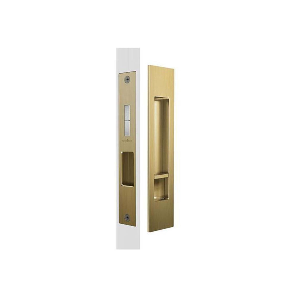 Mardeco Complete Sliding Door Privacy Set 190mm x 45mm, suits 34mm - 50mm thick doors, Backset 35mm in Satin Brass