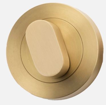 Privacy Turn Oval Concealed Fix Round Brushed Gold PVD D52xP23mm in Satin Brass PVD