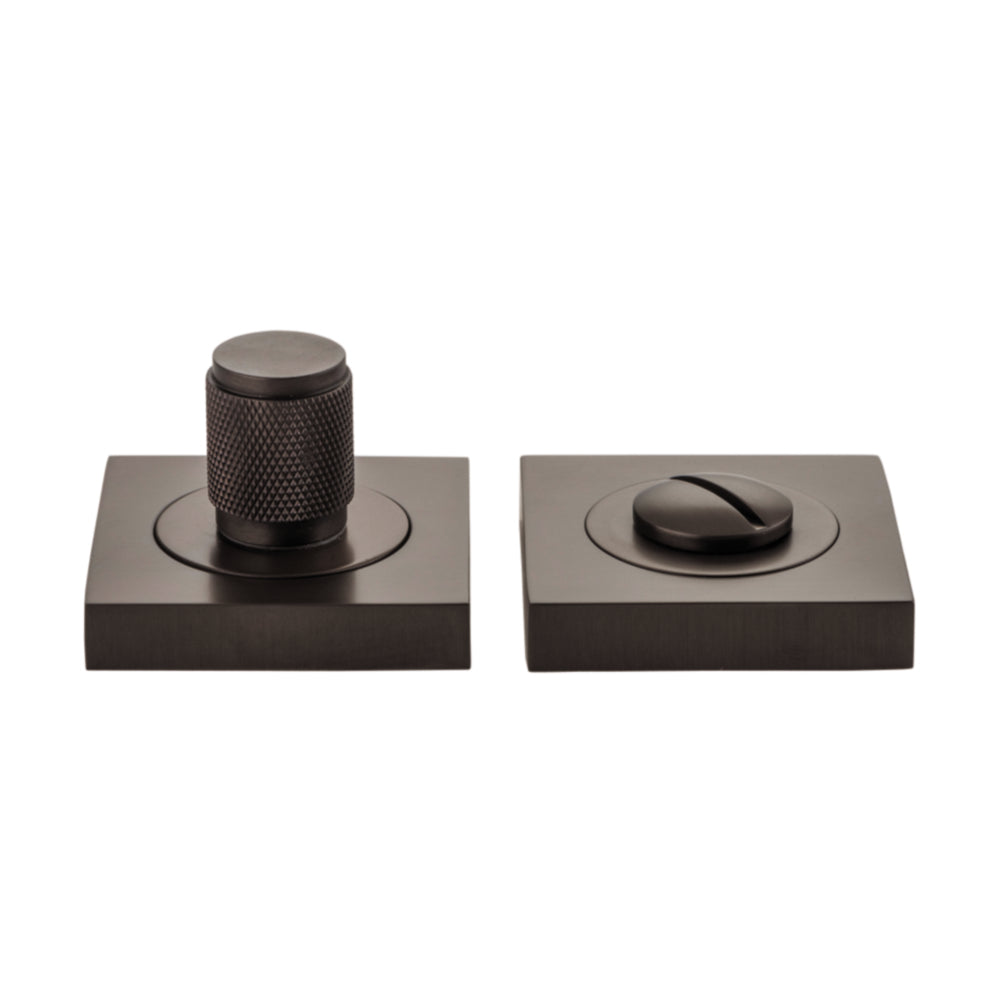 Privacy Turn Brunswick Concealed Fix Square Knurled Signature Brass H52xW52xP10mm in Signature Brass