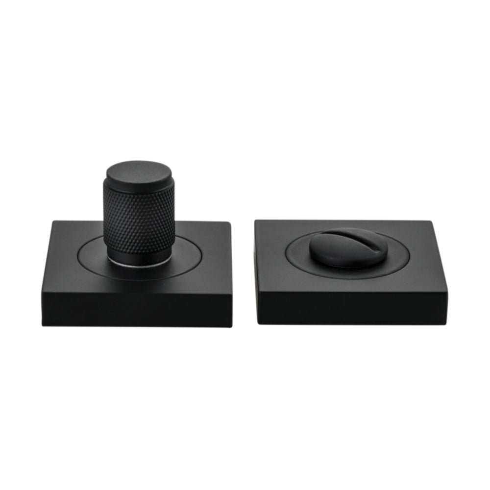 Privacy Turn Brunswick Concealed Fix Square Knurled Matt Black H52xW52xP10mm in Matt Black