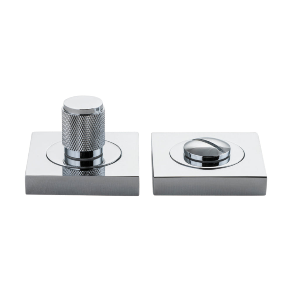 Privacy Turn Brunswick Concealed Fix Square Knurled Polished Chrome H52xW52xP10mm in Polished Chrome