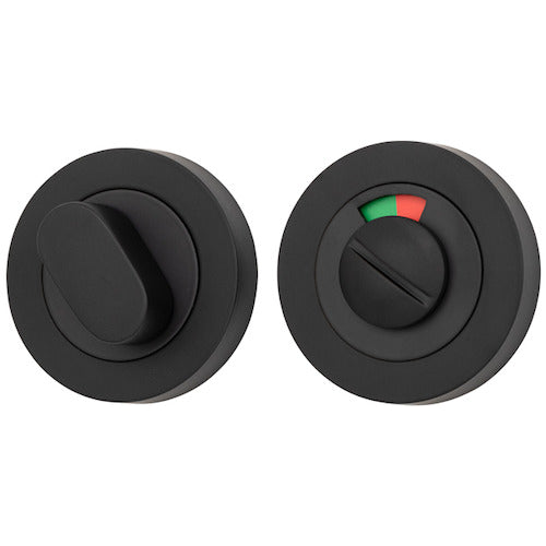 Iver Privacy Set with indicator, round architectural hardware for doors, featuring a sleek, modern design in polished finish.
