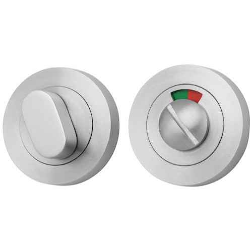 Iver Privacy Set with indicator, round architectural hardware, showing a sleek round design and privacy indicator for doors