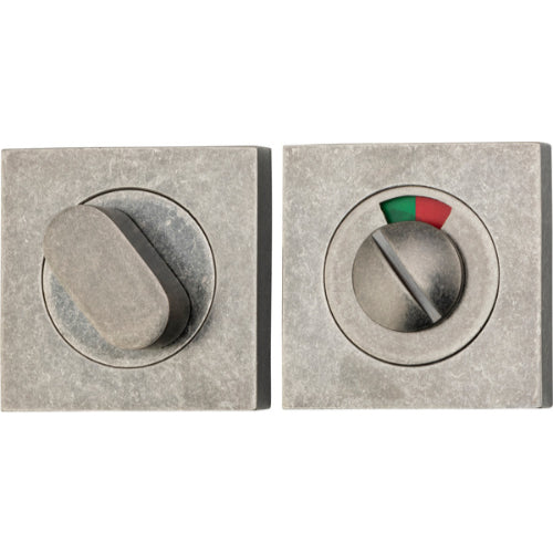 Iver Privacy Set with Indicator in square design, architectural hardware featuring a sleek, modern look for bathroom or bedroom doors.