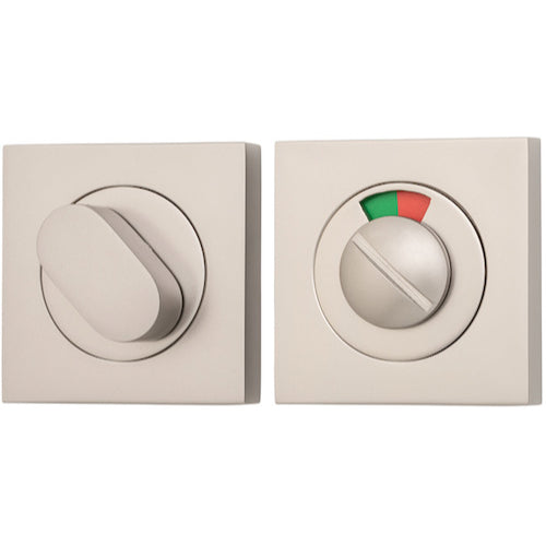 Iver Privacy Set with Indicator, square architectural hardware for doors, showing sleek metal design and privacy indicator feature.