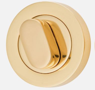 Privacy Turn Oval Concealed Fix Round Polished Brass D52xP23mm in Polished Brass