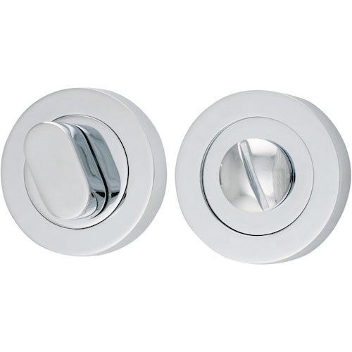 Iver Privacy Set - Round architectural hardware with sleek round design, ideal for bathroom or bedroom privacy doors.