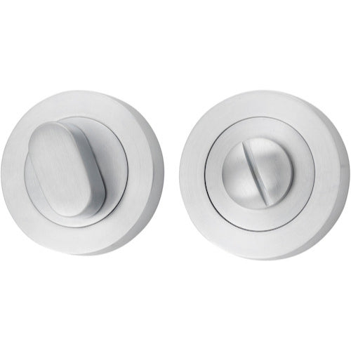 Iver Privacy Set - Round architectural hardware with sleek round design, ideal for bathroom or bedroom door privacy.