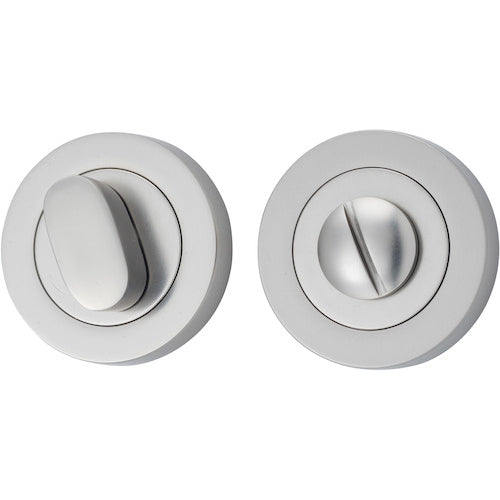 Iver Privacy Set round architectural hardware with sleek metal design, suitable for bathroom or bedroom door privacy.