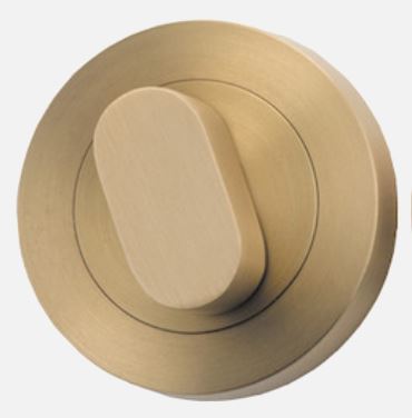 Privacy Turn Oval Concealed Fix Round Brushed Brass D52xP23mm in Brushed Brass