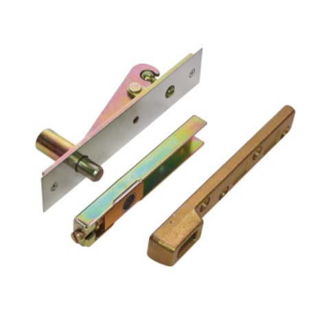 Zanda double action center pivot door hardware accessory pack in stainless steel with brushed finish, for architectural door installation.