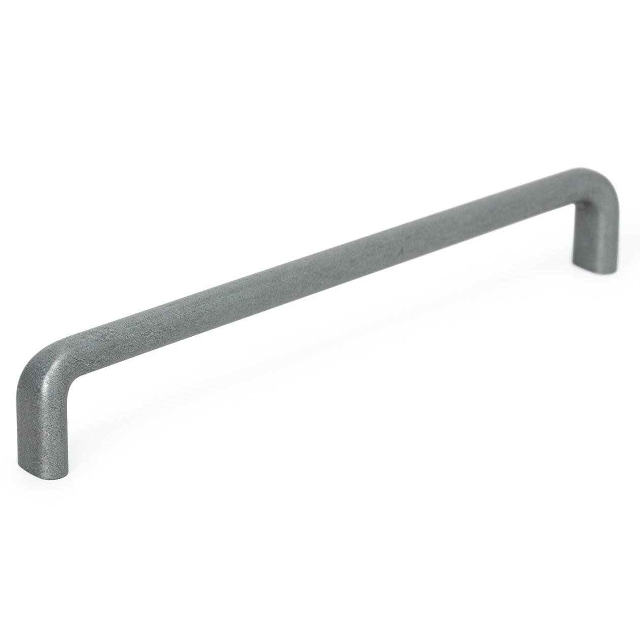 Momo REDO cabinet pull handle in polished white finish, mounted on a wooden cabinet door, close-up view.