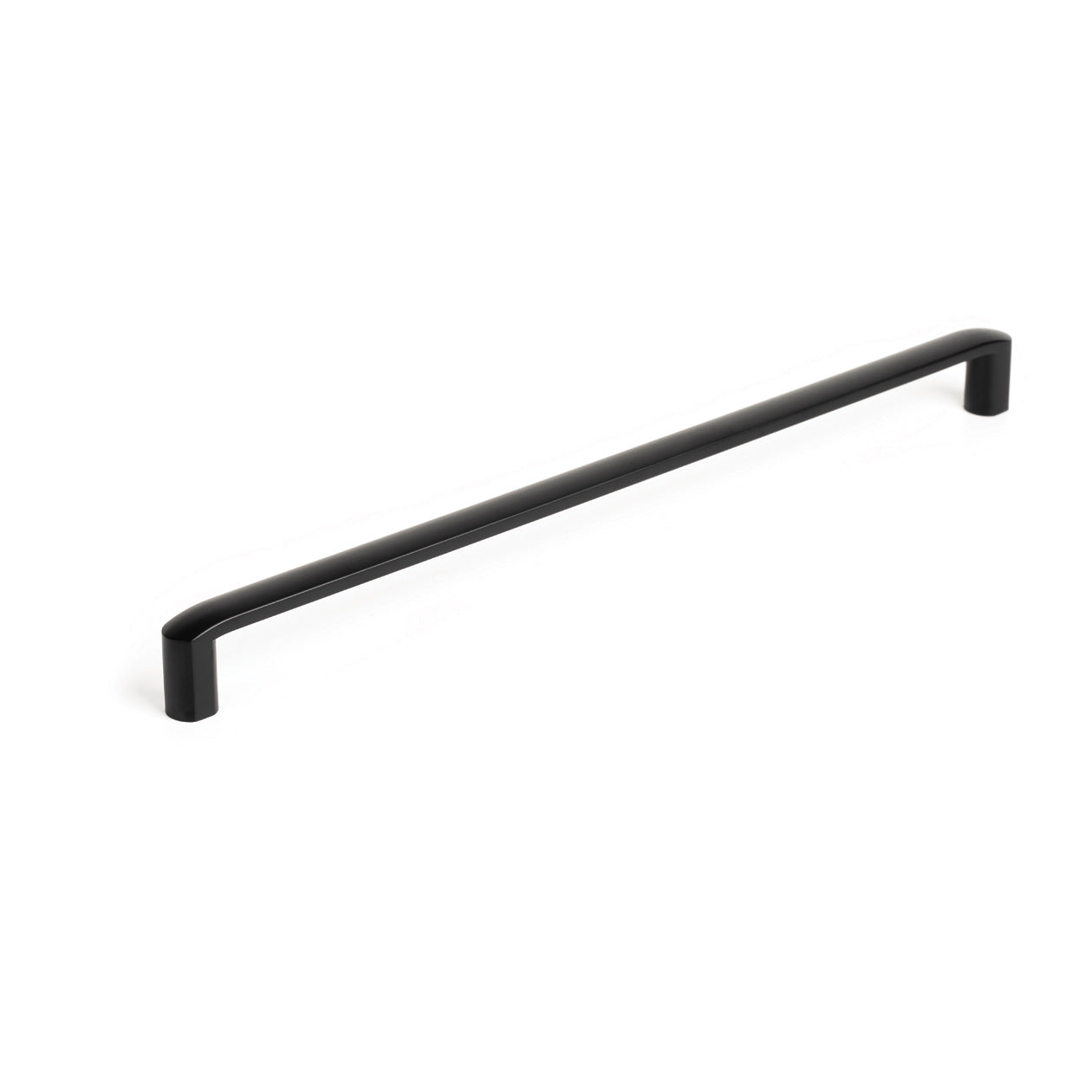 Momo ROMA cabinet pull handle in matte black finish, featuring a sleek curved design for modern furniture drawers and cabinets.